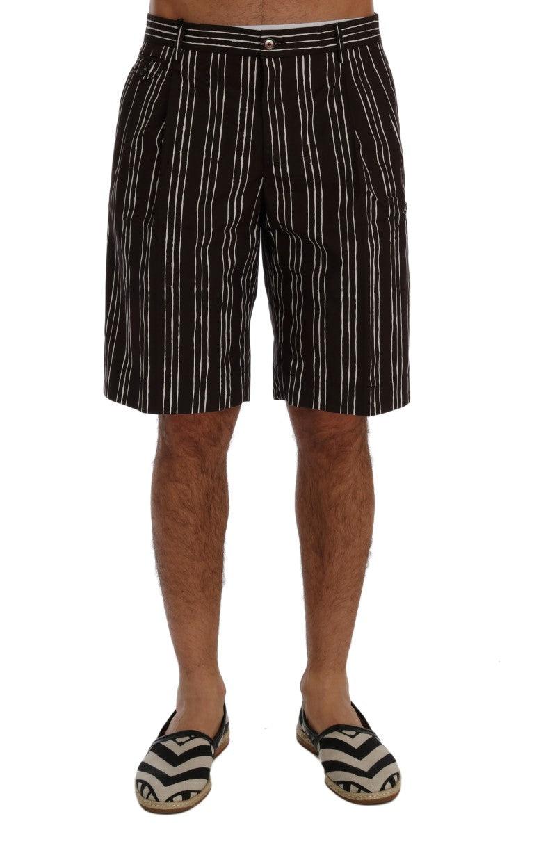 Dolce & Gabbana Bordeaux Striped Cotton Knee High Shorts - Arichezz.store