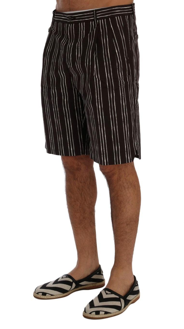 Dolce & Gabbana Bordeaux Striped Cotton Knee High Shorts - Arichezz.store