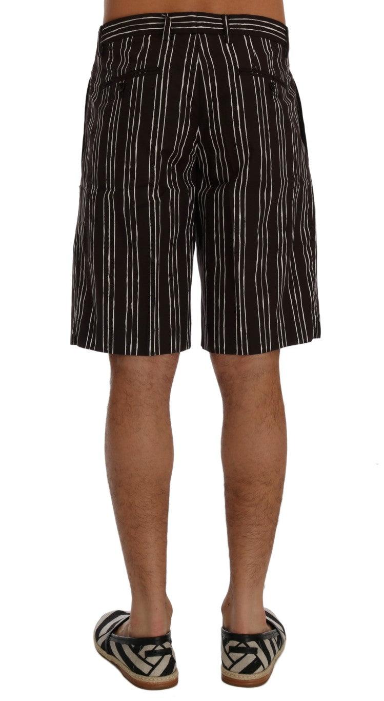 Dolce & Gabbana Bordeaux Striped Cotton Knee High Shorts - Arichezz.store