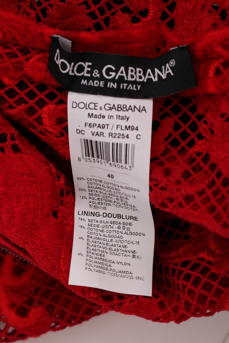 Dolce & Gabbana Elegant Red Sheath Dress with Silk Bow Belt - Arichezz.store