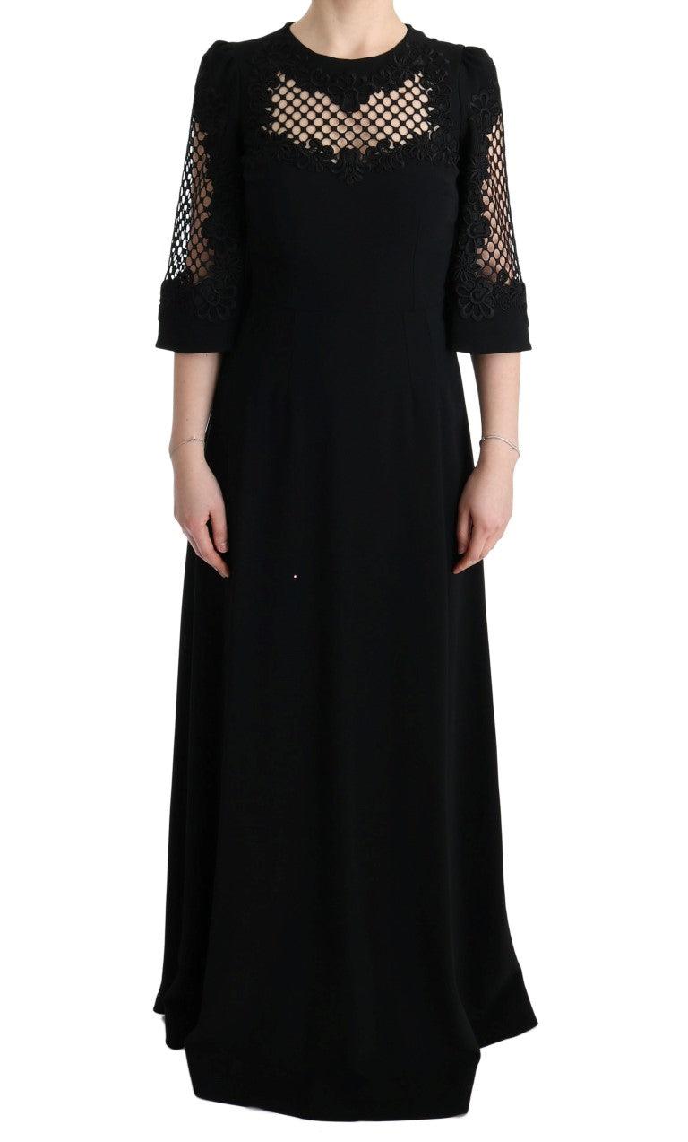 Dolce & Gabbana Elegant Black Floral Maxi Dress - Arichezz.store