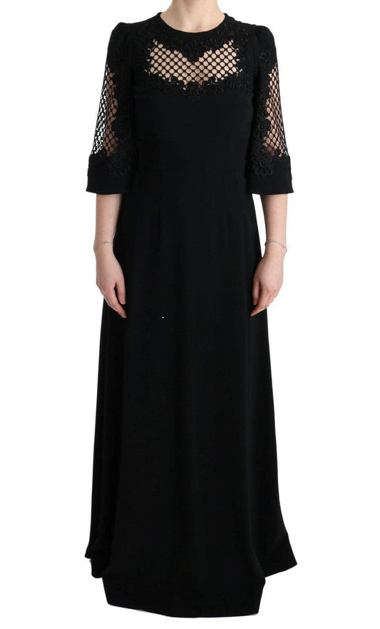 Dolce & Gabbana Elegant Black Floral Maxi Dress - Arichezz.store