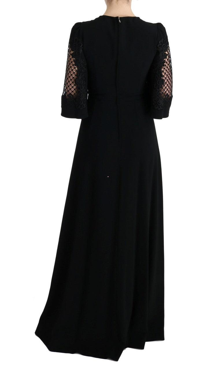 Dolce & Gabbana Elegant Black Floral Maxi Dress - Arichezz.store