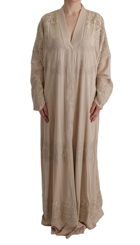 Dolce & Gabbana Elegant Beige Cape Kaftan Dress - Arichezz.store