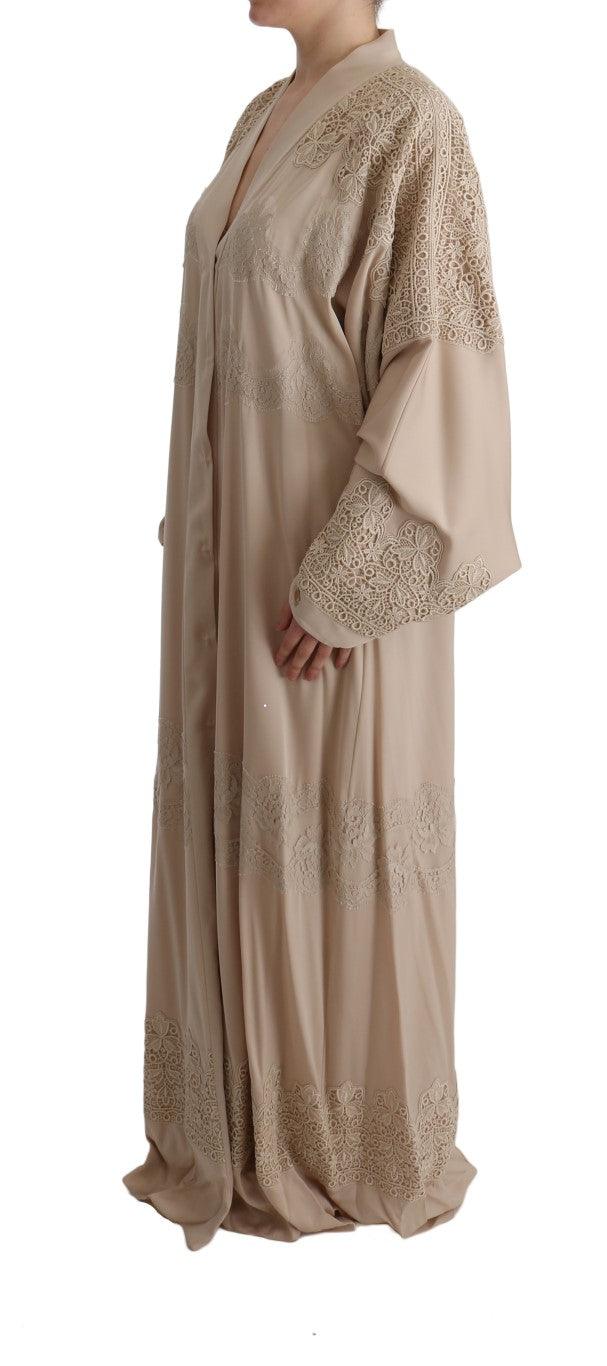 Dolce & Gabbana Elegant Beige Cape Kaftan Dress - Arichezz.store