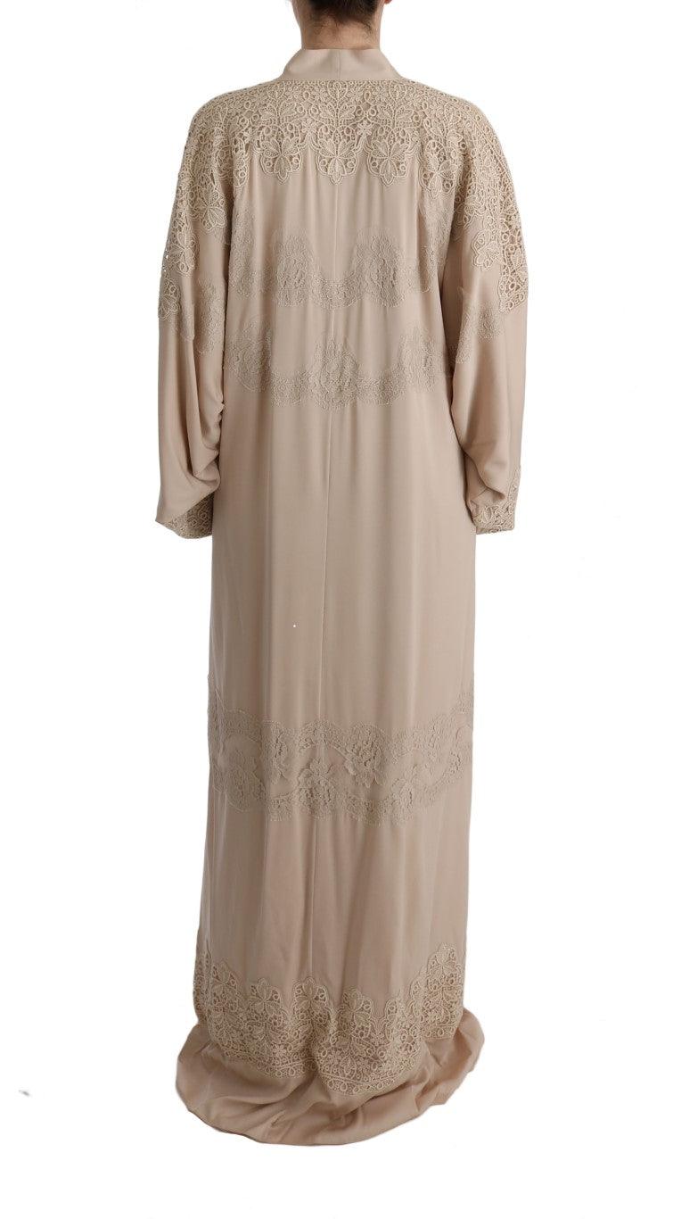 Dolce & Gabbana Elegant Beige Cape Kaftan Dress - Arichezz.store