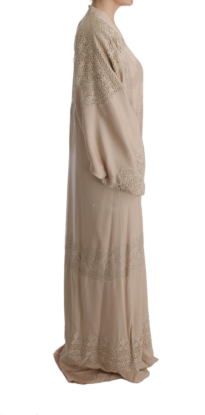 Dolce & Gabbana Elegant Beige Cape Kaftan Dress - Arichezz.store