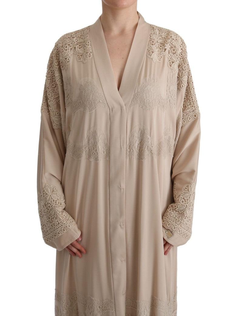 Dolce & Gabbana Elegant Beige Cape Kaftan Dress - Arichezz.store