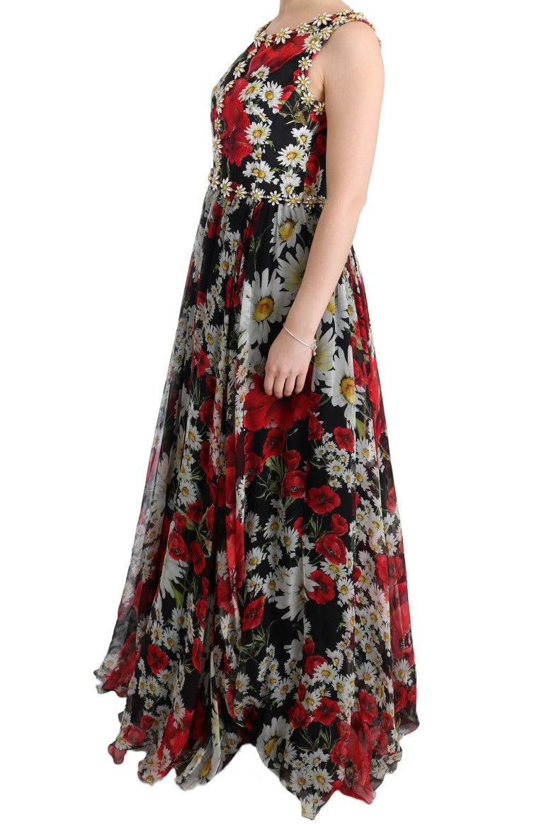 Dolce & Gabbana Floral Maxi Gown with Sunflower Print and Crystals - Arichezz.store