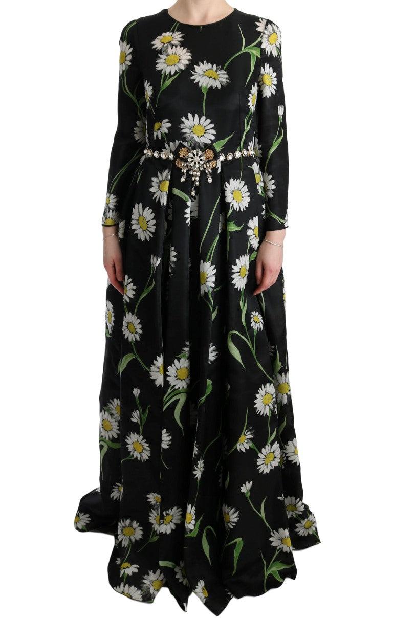 Dolce & Gabbana Elegant Sunflower Maxi Gown with Crystals - Arichezz.store