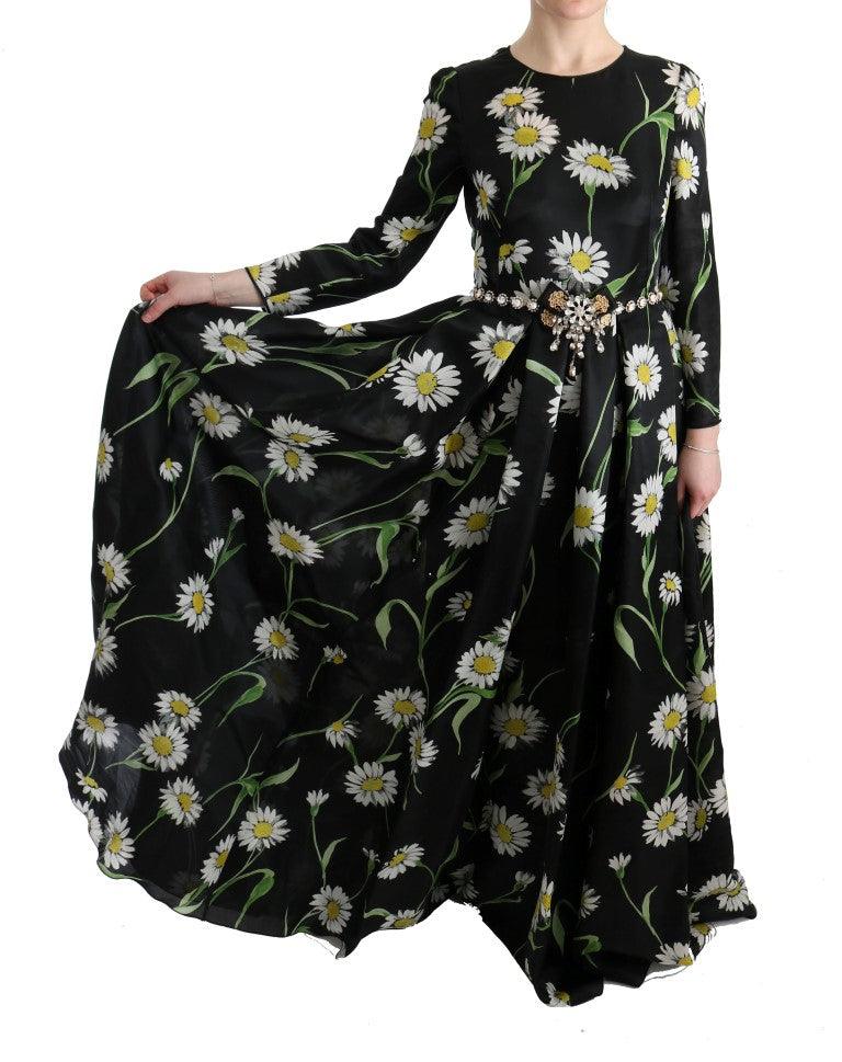 Dolce & Gabbana Elegant Sunflower Maxi Gown with Crystals - Arichezz.store