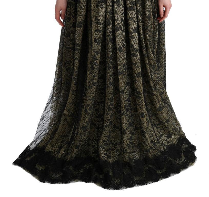 Dolce & Gabbana Sunflower Lace Crystal Maxi Shift Dress - Arichezz.store