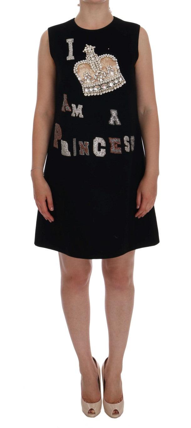 Dolce & Gabbana Black Wool Crystal Princess Dress - Arichezz.store