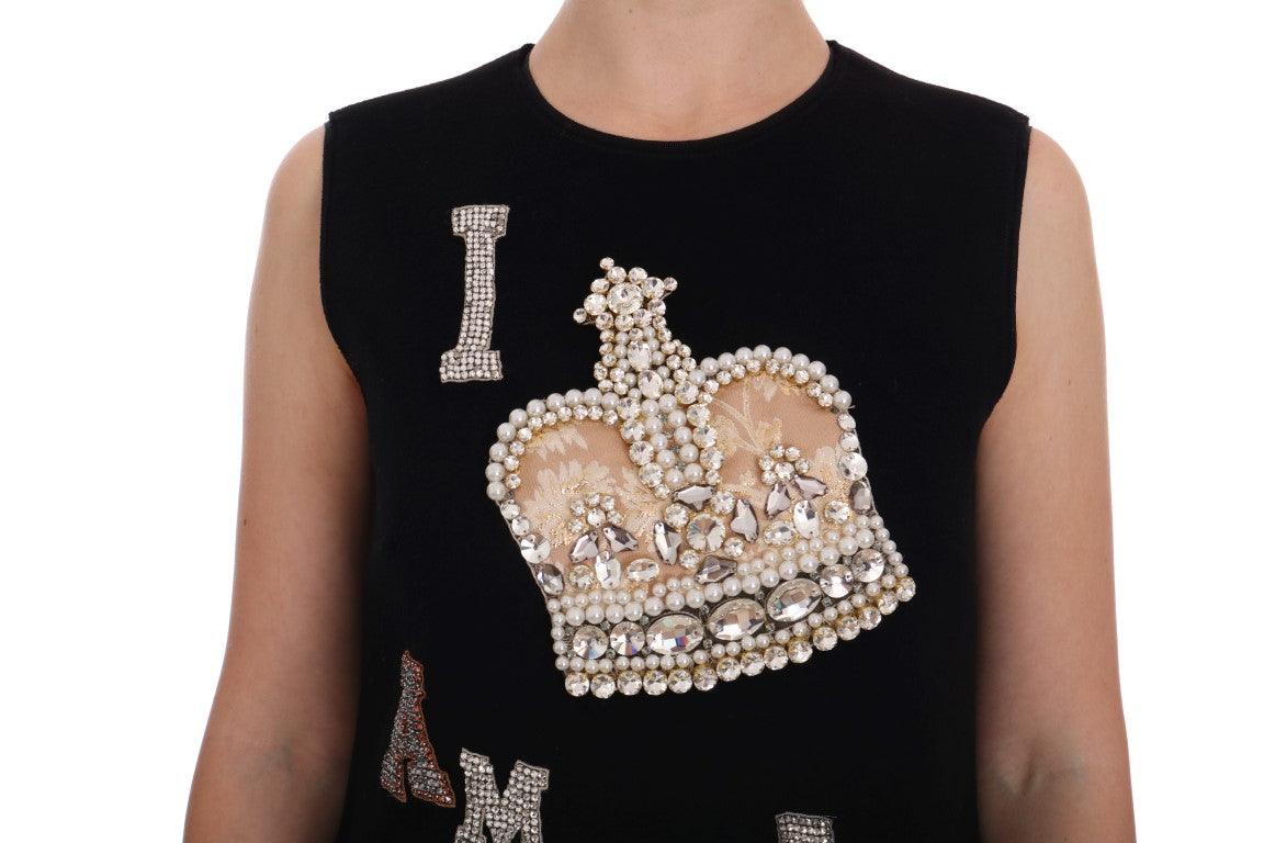 Dolce & Gabbana Black Wool Crystal Princess Dress - Arichezz.store