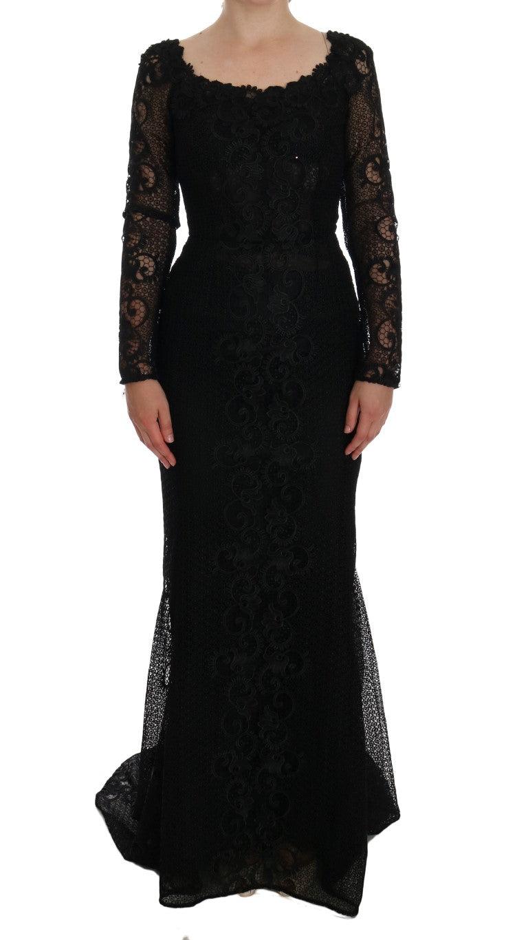 Dolce & Gabbana Elegant Full Length Black Sheath Maxi Dress - Arichezz.store