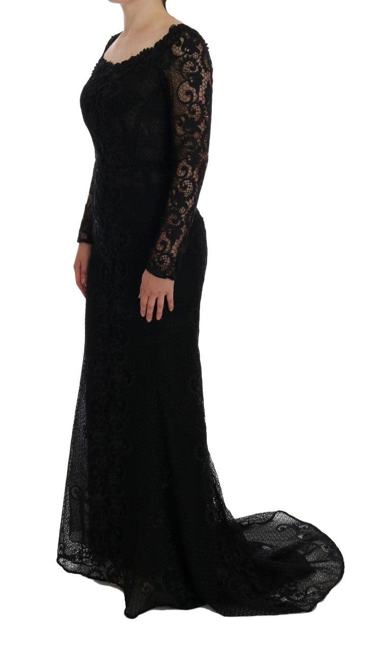 Dolce & Gabbana Elegant Full Length Black Sheath Maxi Dress - Arichezz.store