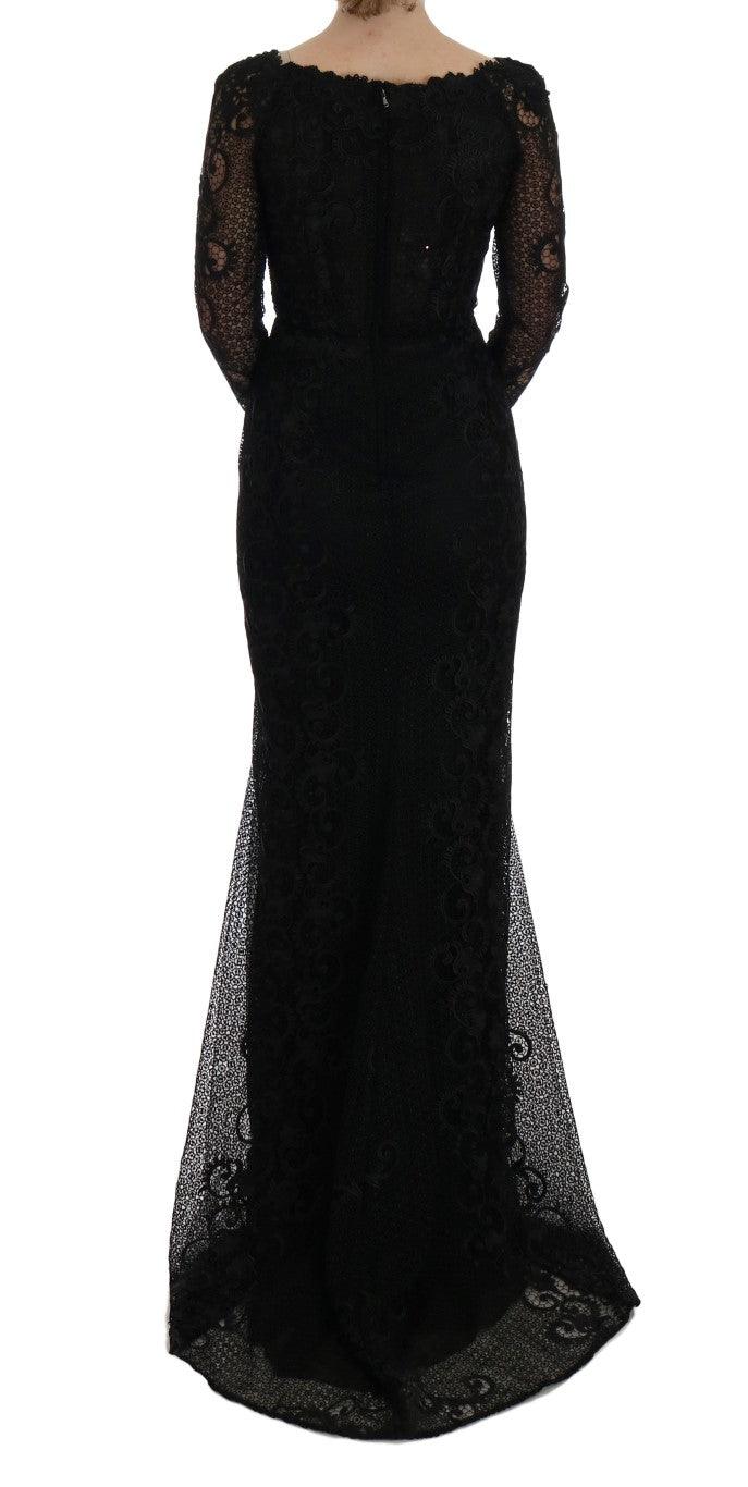 Dolce & Gabbana Elegant Full Length Black Sheath Maxi Dress - Arichezz.store