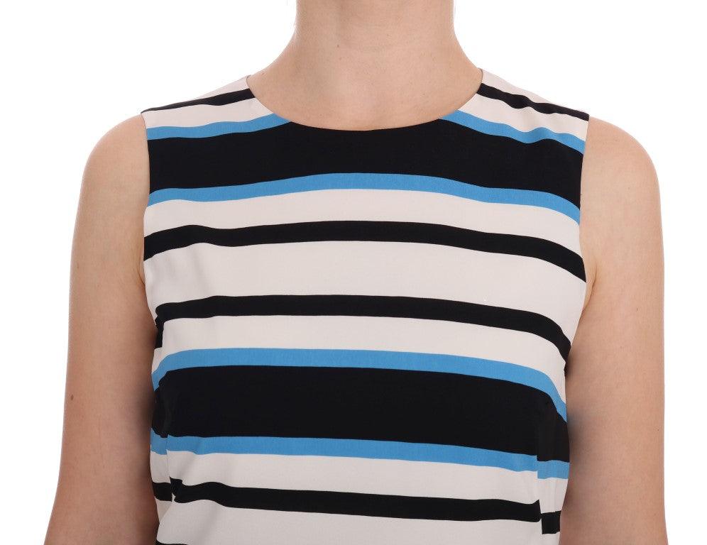 Dolce & Gabbana Elegant Sleeveless Striped Silk Shift Dress - Arichezz.store