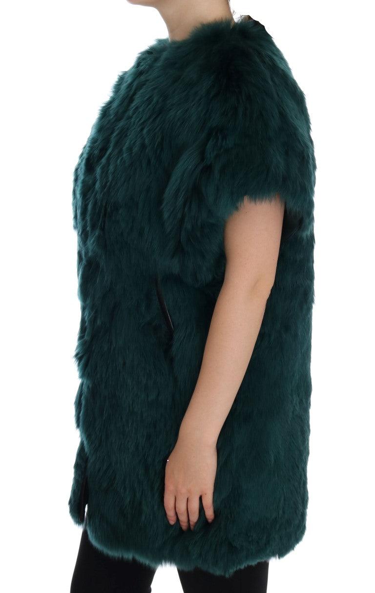 Dolce & Gabbana Green Alpaca Fur Long Vest - Arichezz.store