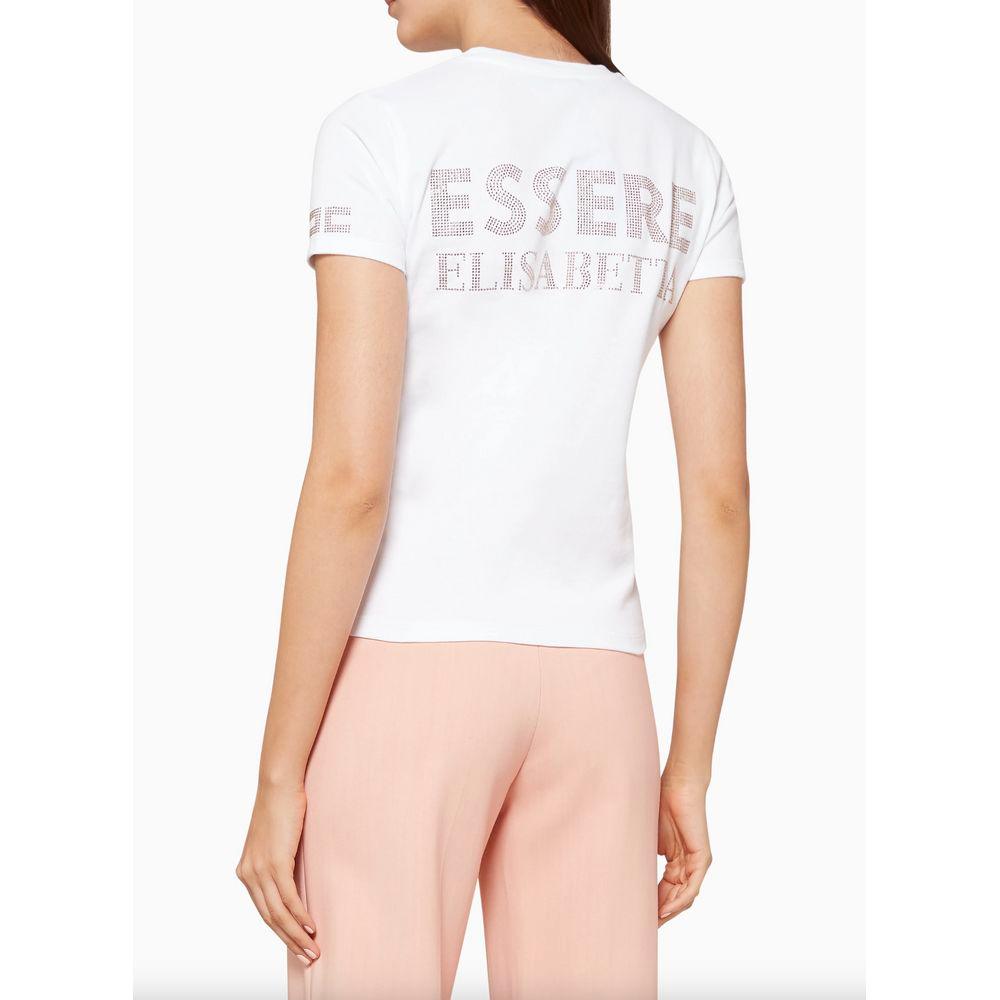 Elisabetta Franchi Elegant Rhinestone Studded Cotton Tee - Arichezz.store