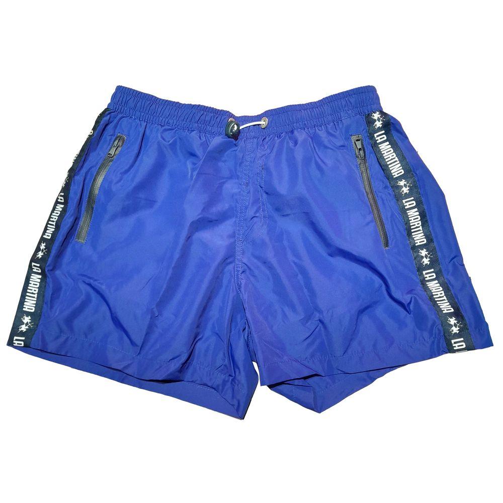 La Martina Blue Polyester Men Swimwear - Arichezz.store