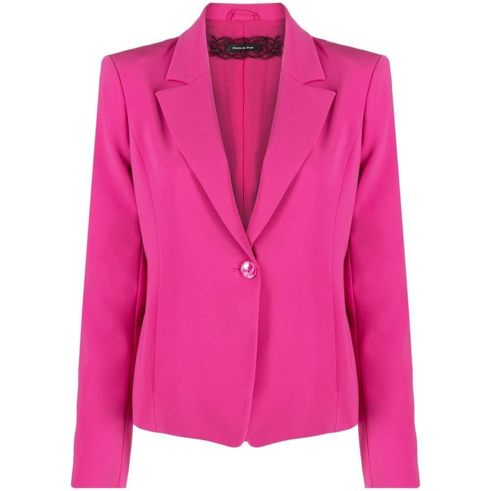 Patrizia Pepe Fuchsia One-Button Stretchy Blazer - Arichezz.store