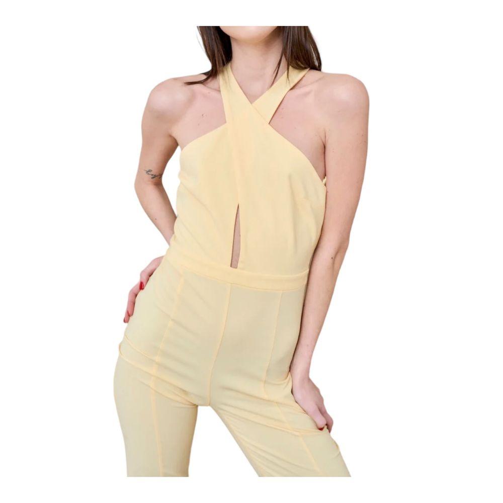 Patrizia Pepe Canary Yellow Stretch Jumpsuit Dress - Arichezz.store