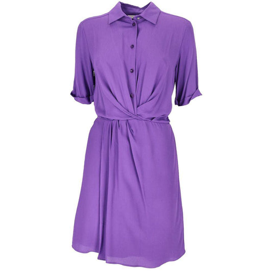 Patrizia Pepe Purple Flared Short Sleeve Shirtdress