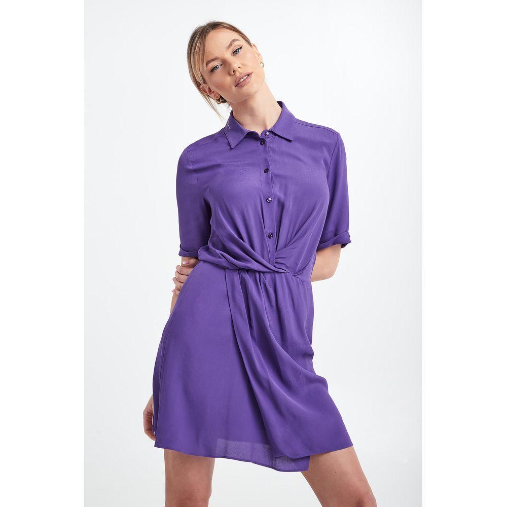 Patrizia Pepe Purple Flared Short Sleeve Shirtdress