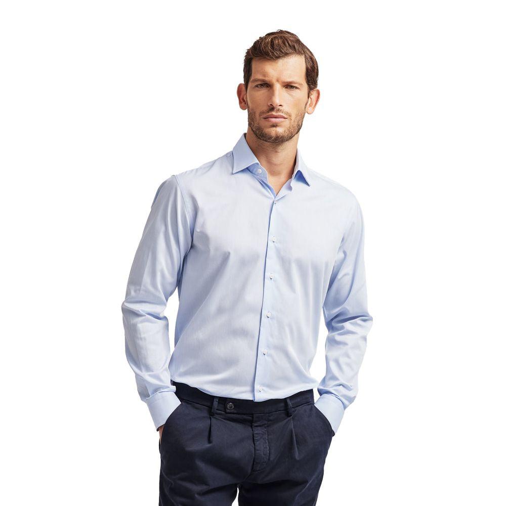 Ballantyne Light Blue Cotton Men Shirt - Arichezz.store