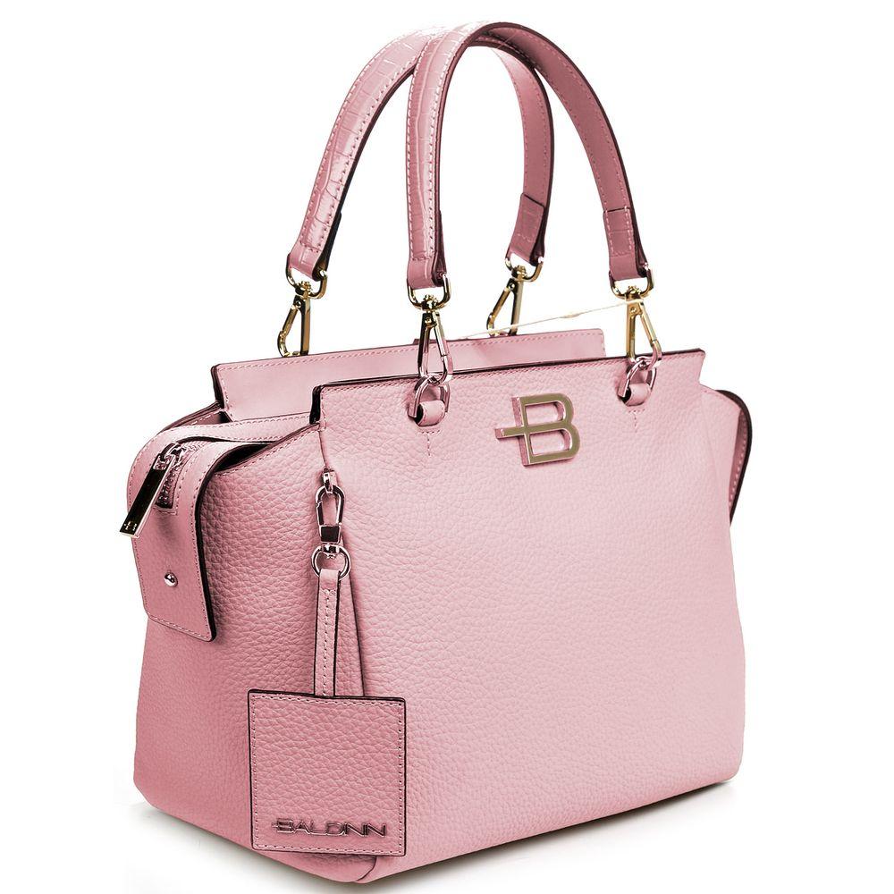 Baldinini Trend Chic Pink Textured Calfskin Handbag - Arichezz.store