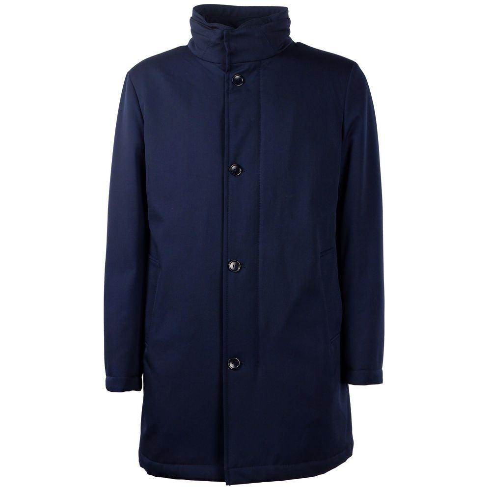 Made in Italy Elegant Blue Virgin Wool Storm System Coat - Arichezz.store