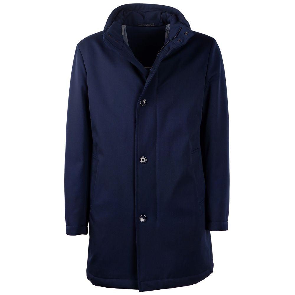 Made in Italy Elegant Blue Virgin Wool Storm System Coat - Arichezz.store