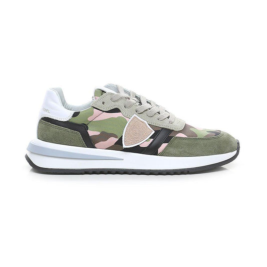 Philippe Model Chic Army Suede-Trimmed Fabric Sneakers - Arichezz.store