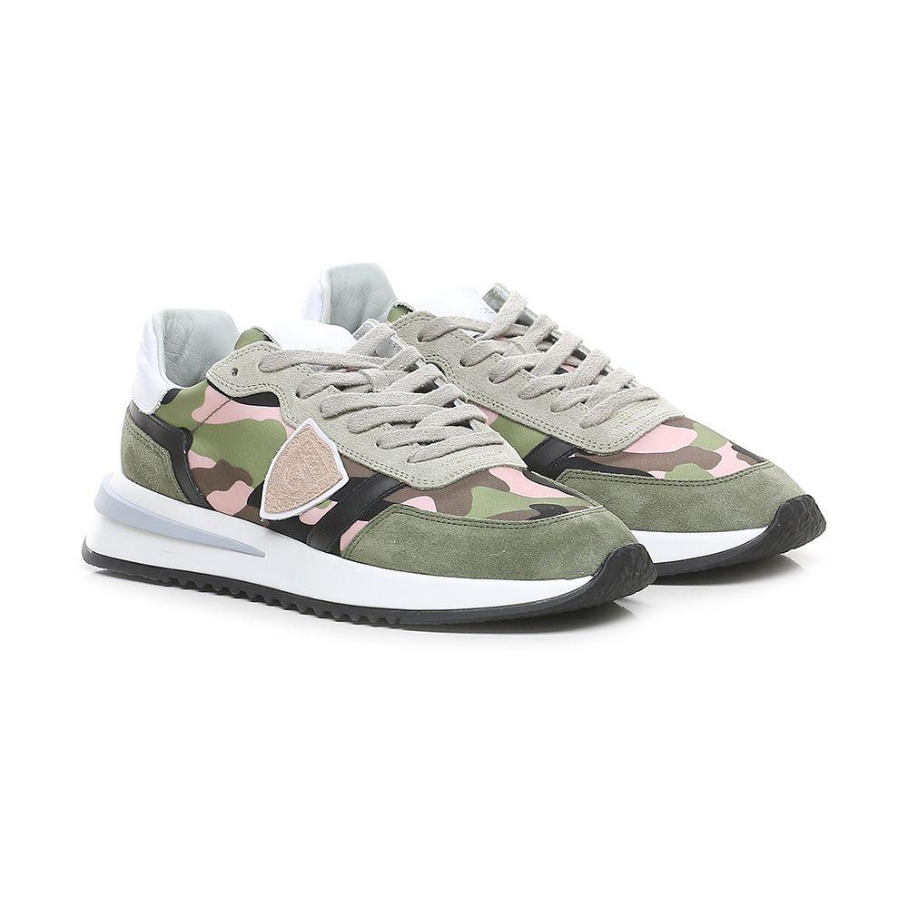 Philippe Model Chic Army Suede-Trimmed Fabric Sneakers - Arichezz.store