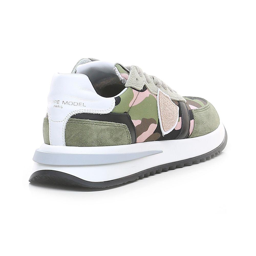 Philippe Model Chic Army Suede-Trimmed Fabric Sneakers - Arichezz.store