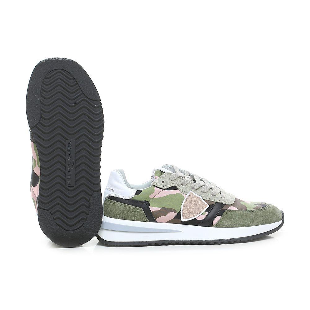 Philippe Model Chic Army Suede-Trimmed Fabric Sneakers - Arichezz.store