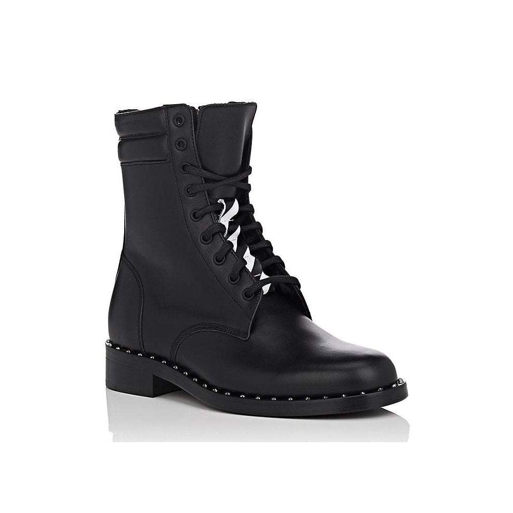 Off-White Studded Calfskin Lace-Up Ankle Boots - Arichezz.store