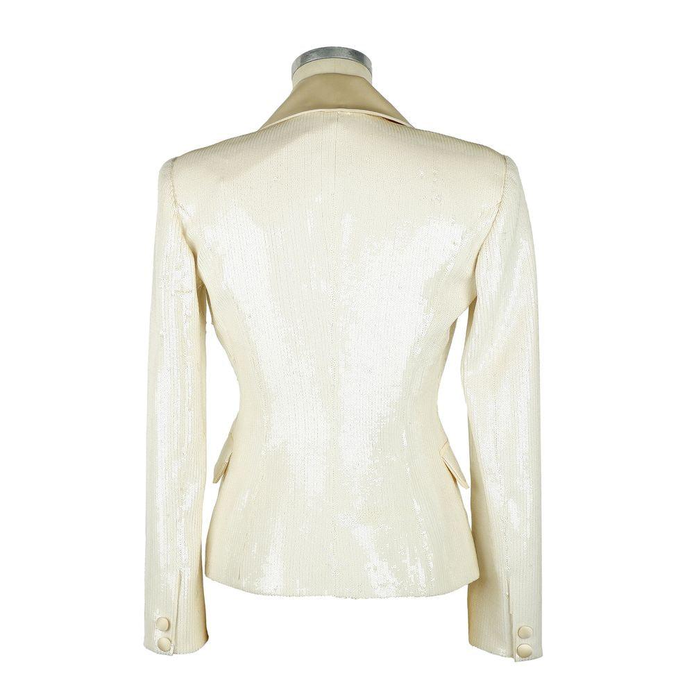 Elisabetta Franchi White Sequin Women Blazer - Arichezz.store