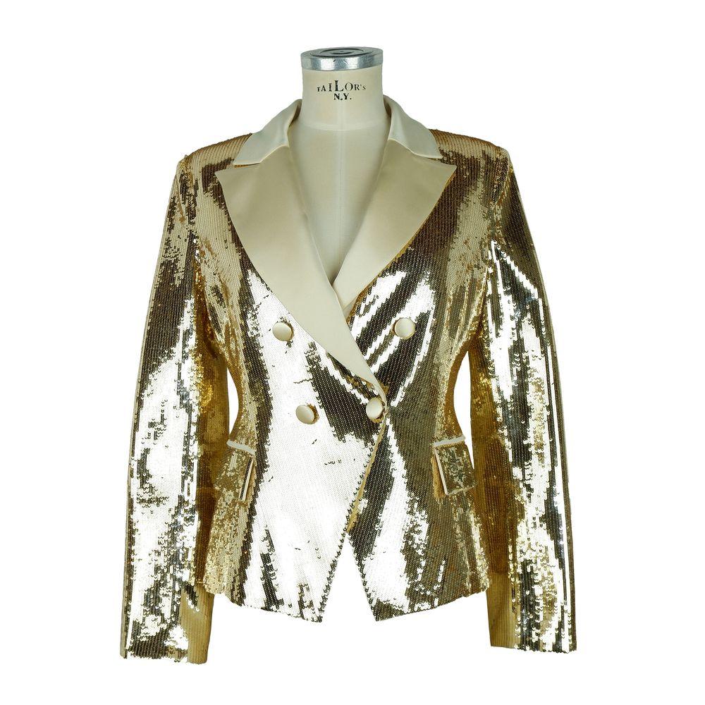 Elisabetta Franchi Yellow Sequined Double-Breasted Jacket - Arichezz.store