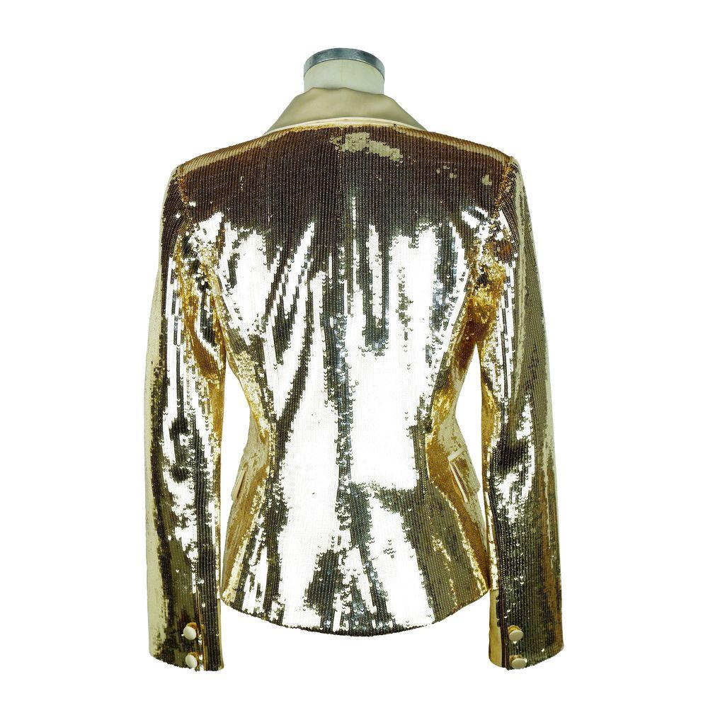 Elisabetta Franchi Yellow Sequined Double-Breasted Jacket - Arichezz.store