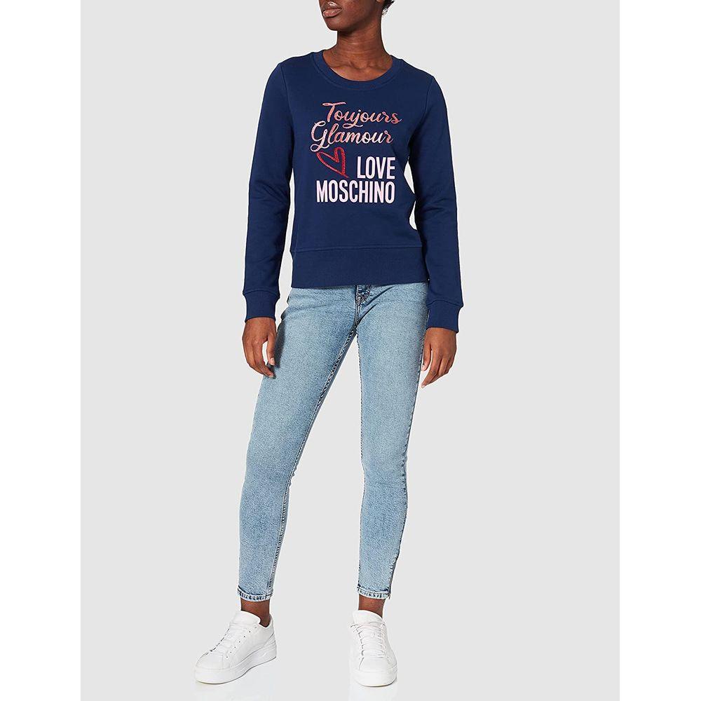 Love Moschino Blue Cotton Women Sweater - Arichezz.store