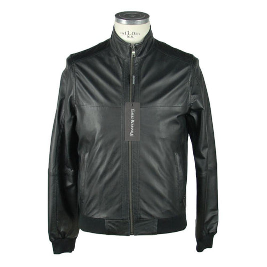 Emilio Romanelli Sleek Black Leather Jacket For Men - Arichezz.store