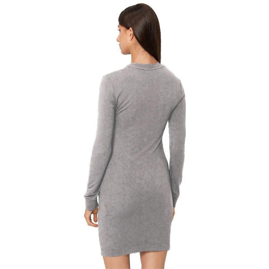 Love Moschino Chic Gray Cotton Blend Dress with Logo Detail - Arichezz.store