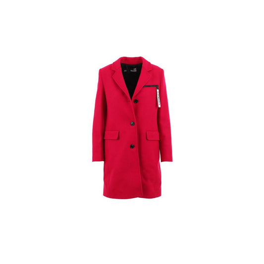 Love Moschino Chic Pink Woolen Coat with Logo Details - Arichezz.store