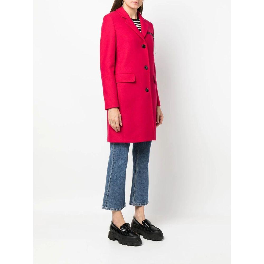 Love Moschino Chic Pink Woolen Coat with Logo Details - Arichezz.store