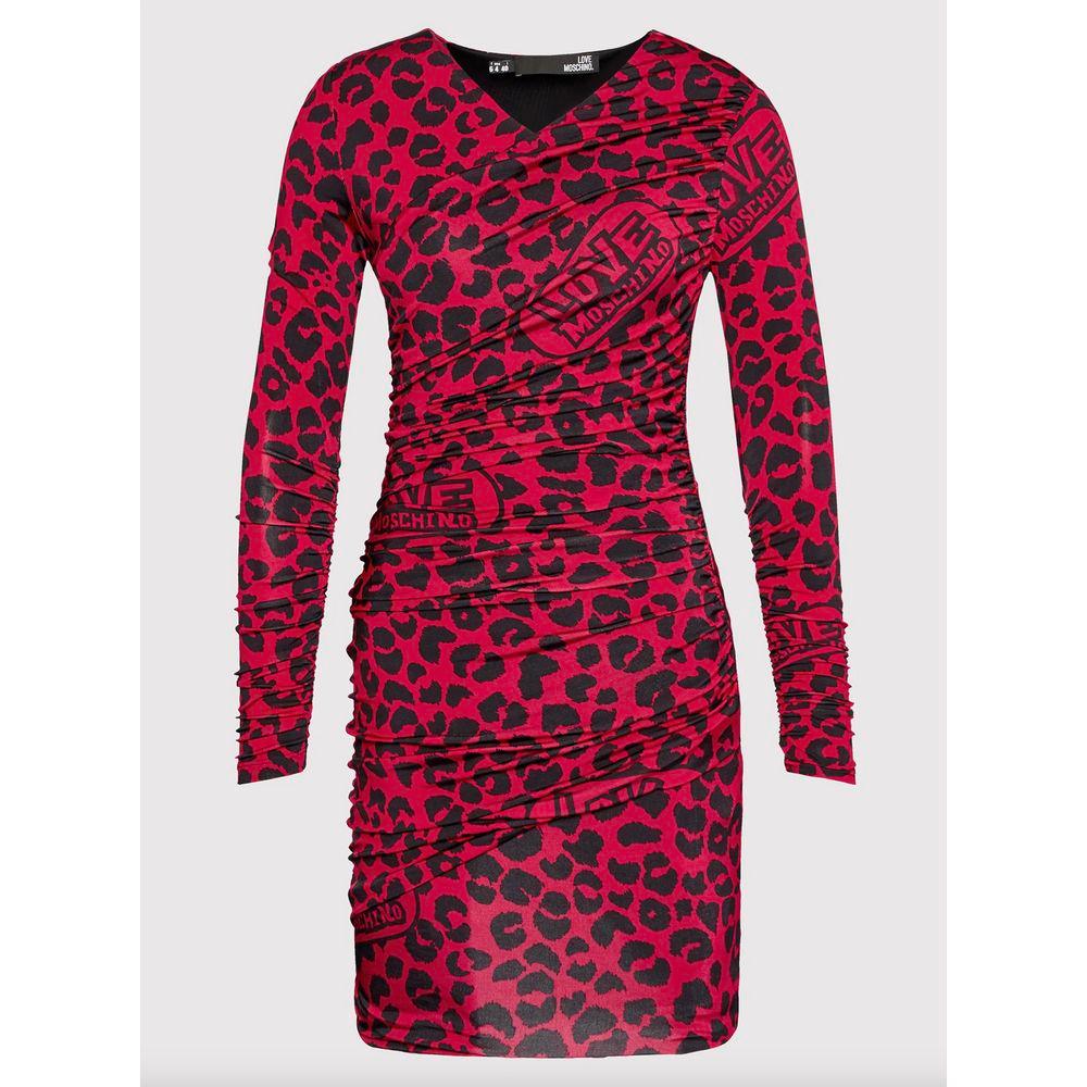 Love Moschino Chic Leopard Texture Dress in Pink and Black - Arichezz.store