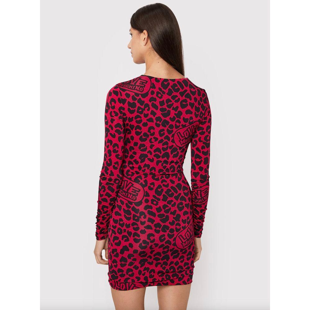 Love Moschino Chic Leopard Texture Dress in Pink and Black - Arichezz.store