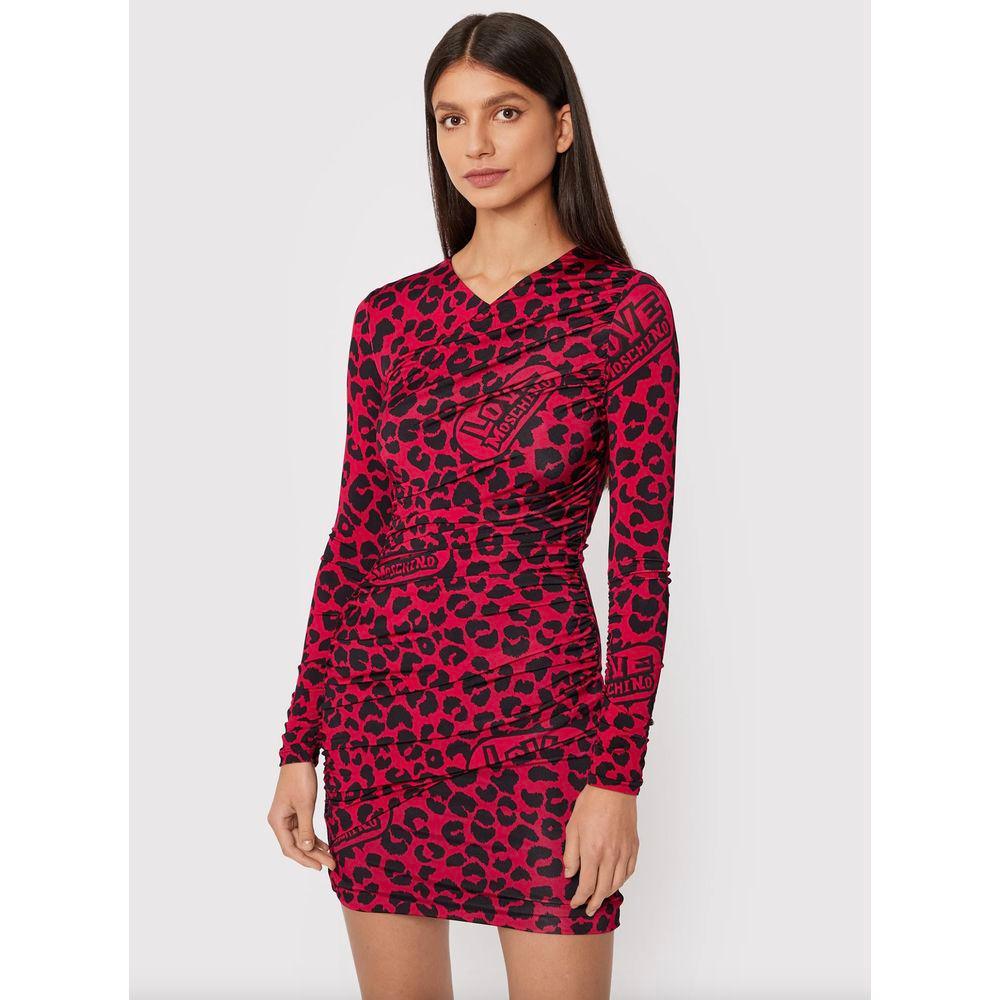 Love Moschino Chic Leopard Texture Dress in Pink and Black - Arichezz.store