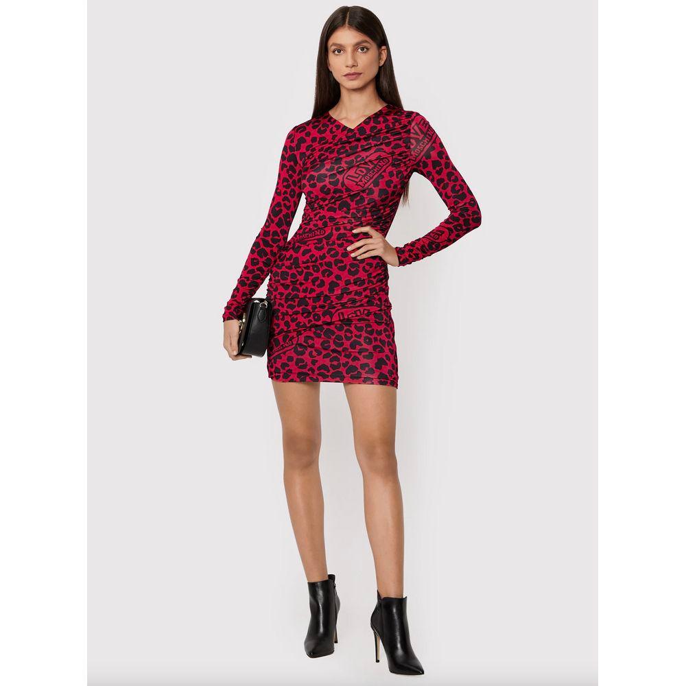 Love Moschino Chic Leopard Texture Dress in Pink and Black - Arichezz.store